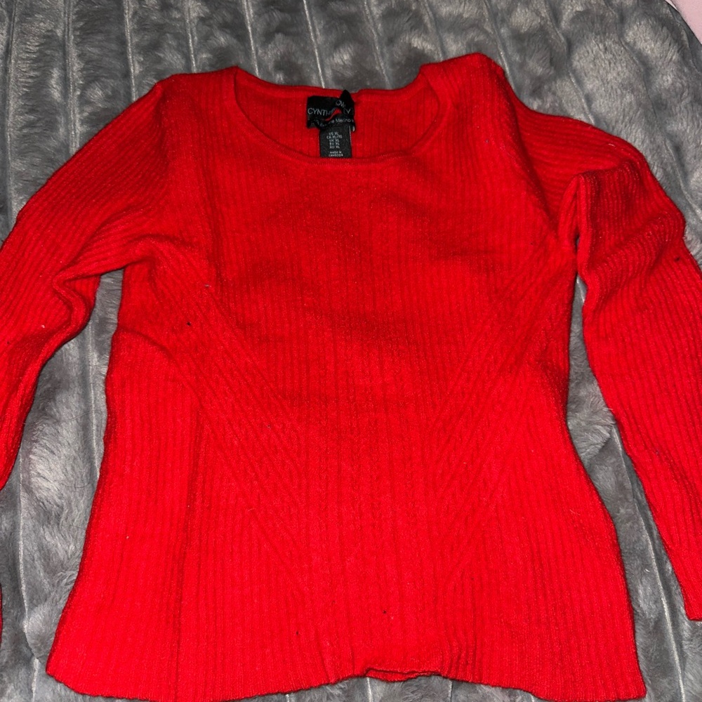 Cynthia Rowley Vibrant Red Crew Neck Sweater